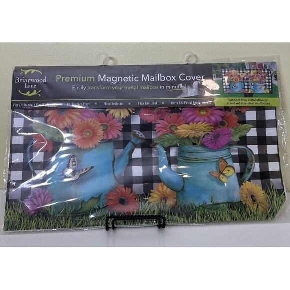 Briarwood Lane Premium Magnetic Mailbox Cover Watering Cans Garden Vinyl NEW - Picture 1 of 7